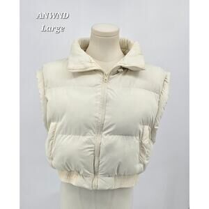 ANWND Ivory Cropped Puffer Vest – Size L